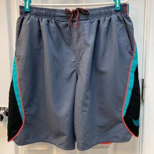 Nike Lined Swim Trunks Gray Orange Turquoise Size Large